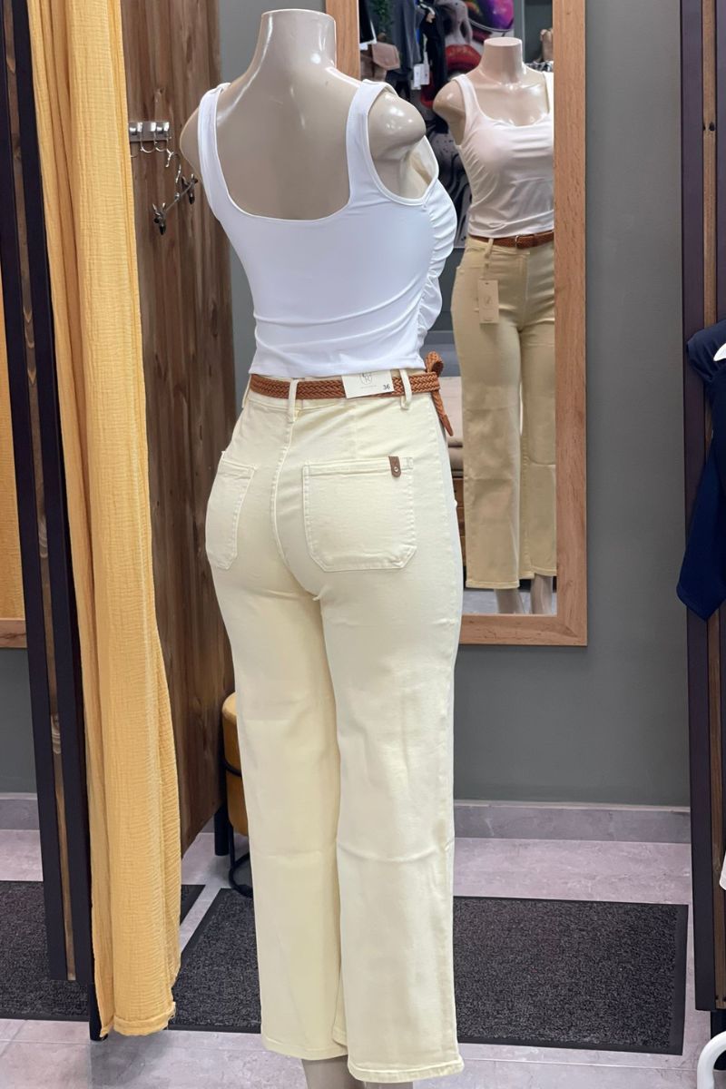 Vaquero Amarillo elástico con cinto