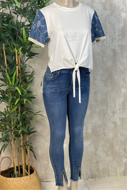 Vaquero Push up con brillantes