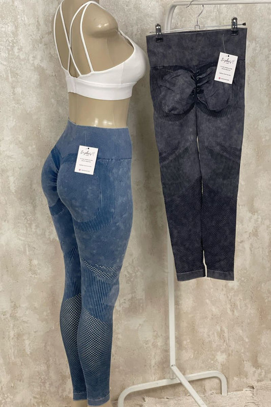 Leggins push up con efecto desgastado con red