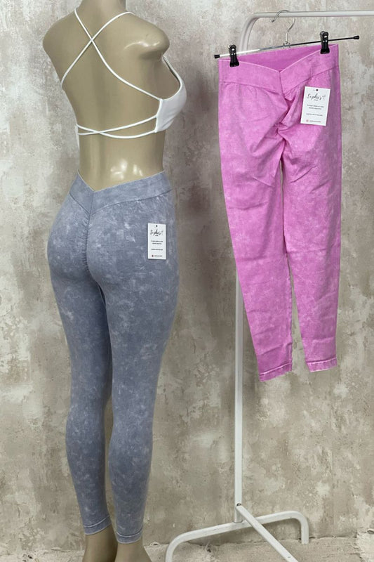 Leggins pico a V efecto desgastado push up