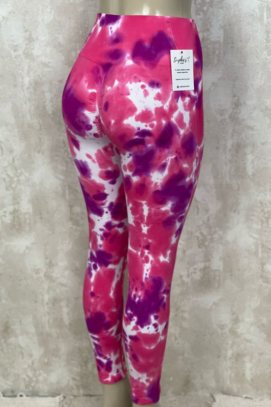 Leggins tie dye fucsia - push up