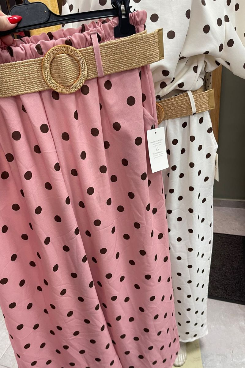 Pantalón pois con cinto T.U