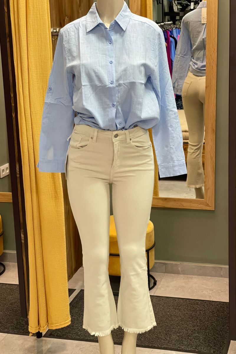 Vaquero acampanado beige - elástico