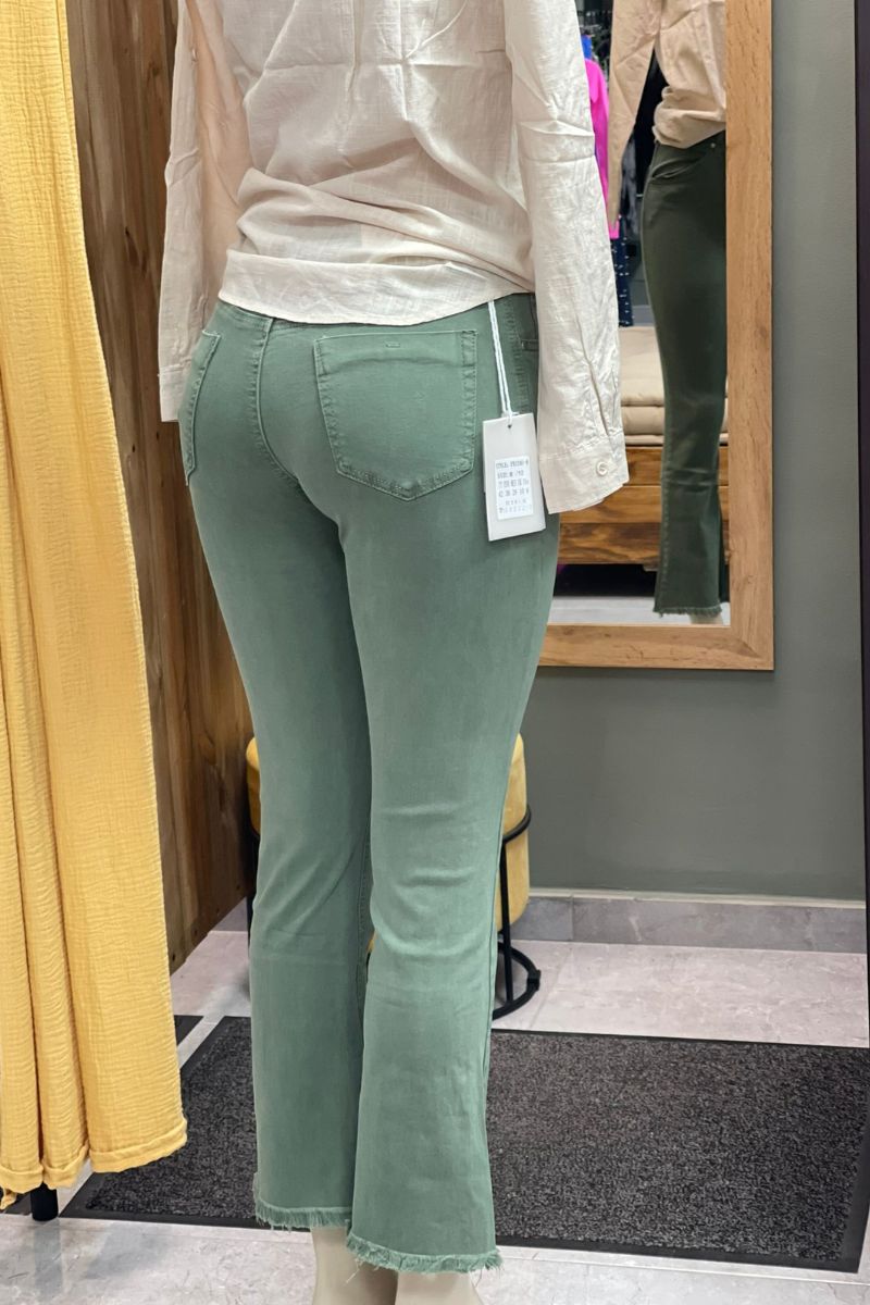 Vaquero acampanado verde - elástico