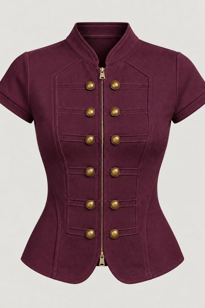 Camisa de punto estilo militar