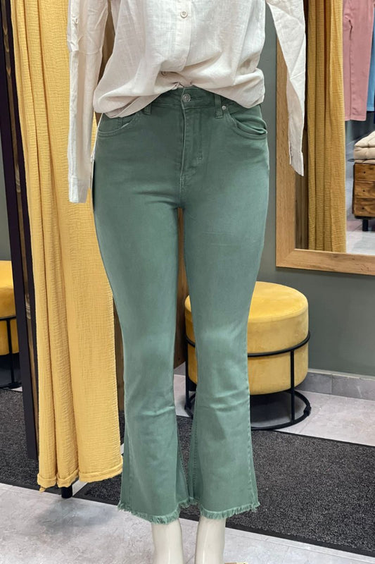 Vaquero acampanado verde - elástico