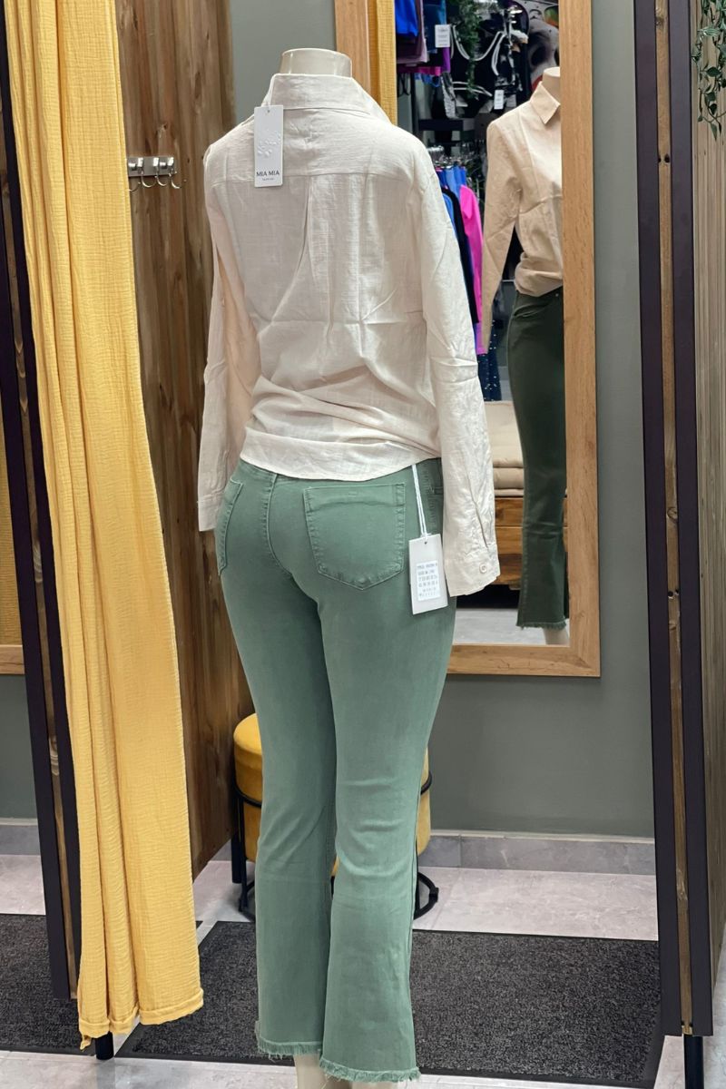 Vaquero acampanado verde - elástico