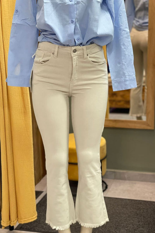 Vaquero acampanado beige - elástico