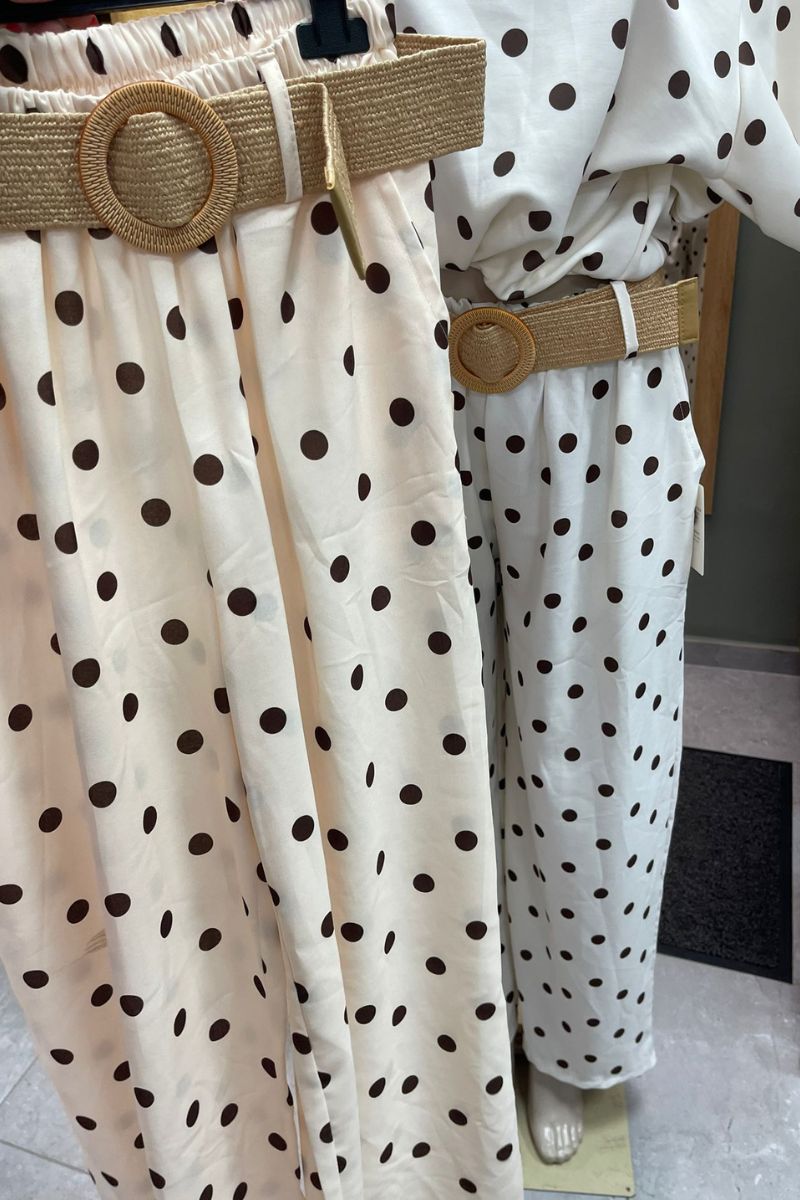 Pantalón pois con cinto T.U
