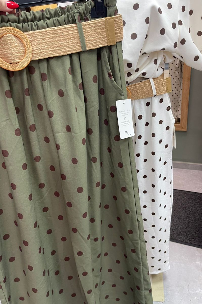Pantalón pois con cinto T.U