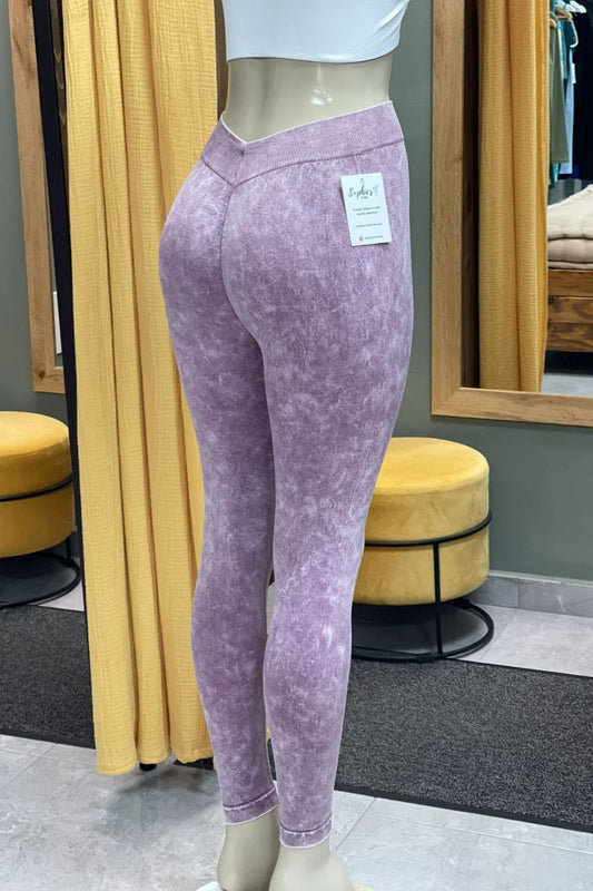 Leggins pico a V efecto desgastado push up